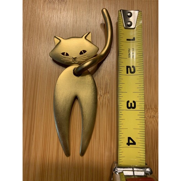 Vintage JJ Jonette Big Cat Brooch Two Piece Gold Tone Signed Nice! - Picture 2 of 3